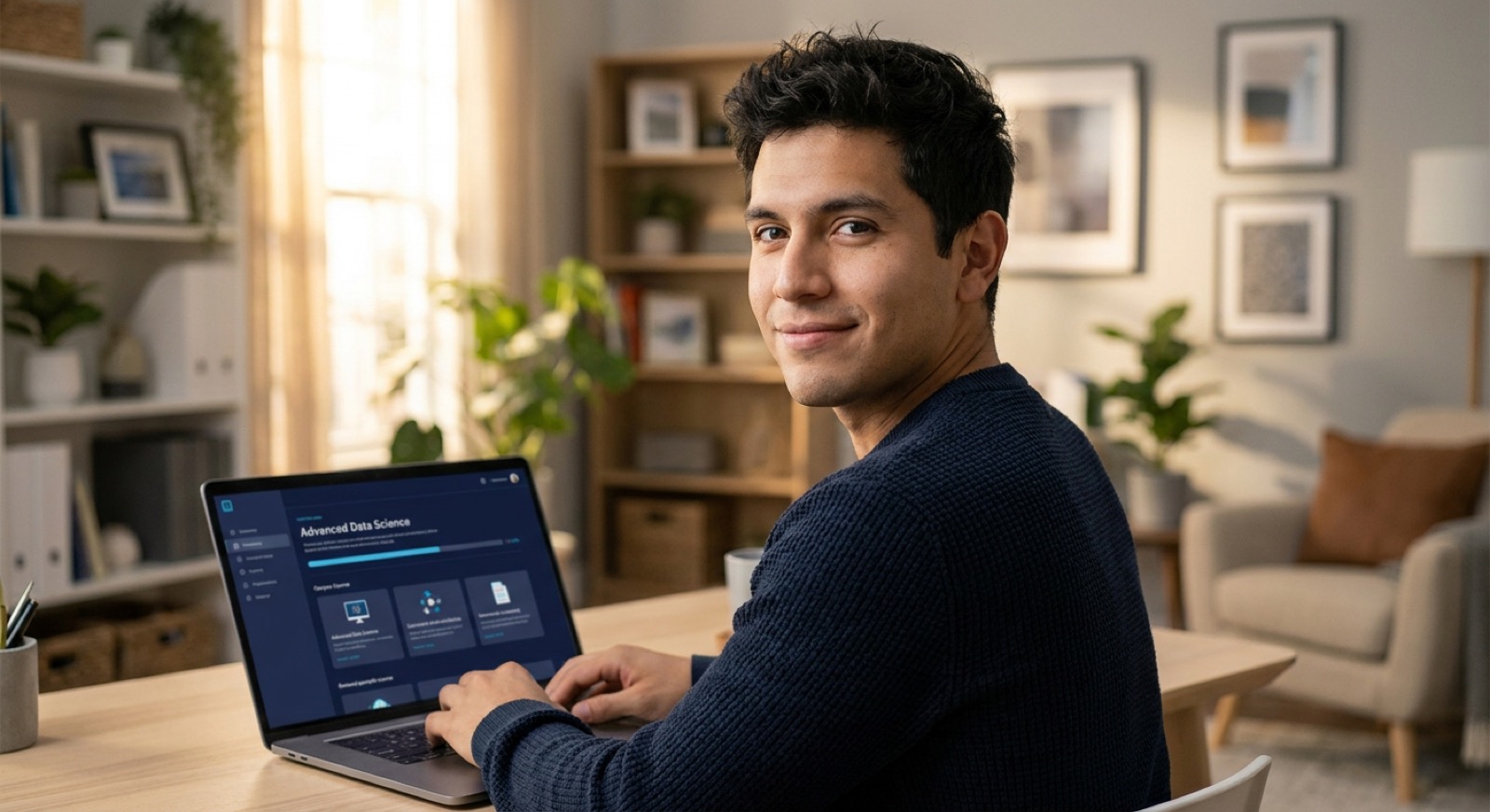 Estudiante de CUCI resolviendo un encargo de trabajo en el campus virtual